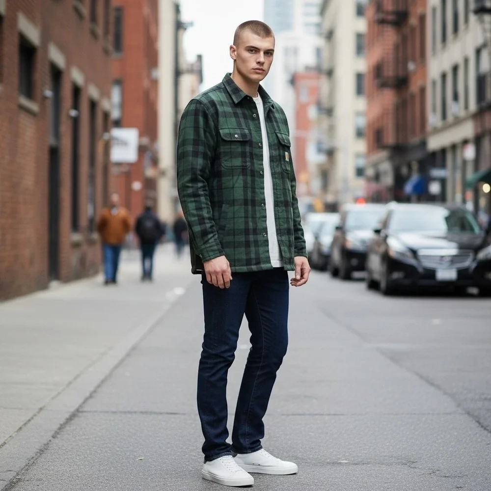 Carhartt TJ4452 Green Plaid Sherpa Lined Flannel Shirt Jac XL Tall NWT